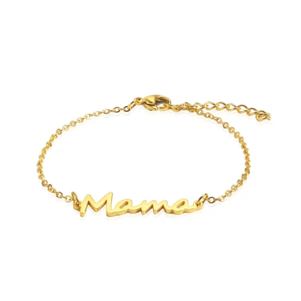 Bracelet en acier inoxydable doré “Mama” pour la fête des mères 4